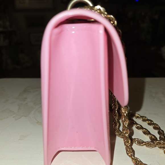 Women mini jelly bag Light Pink Gold Rope Chain Handle** Fun Bag** - Picture 5 of 11
